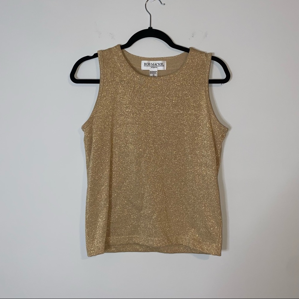Bob Mackie Vintage Gold Glitter Sleeveless Tank